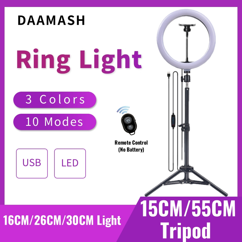 Photography Lighting Circle - 16ซม./26ซม./30ซม. ไฟวงแหวนสำหรับเซลฟี่ LED ไฟวงแหวนสำหรับถ่ายภาพระยะไกล USB ไฟเติมวิดีโอที่ยึดโทรศัพท์