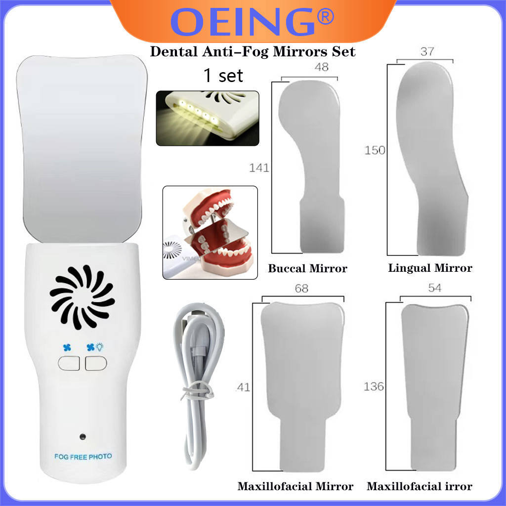 Photography Lighting Reflectors - ชุดกระจกตรวจฟัน AG Dental ป้องกันฝ้า สำหรับถ่ายภาพภายในช่องปาก กระจกสแตนเลสพร้อมไฟ