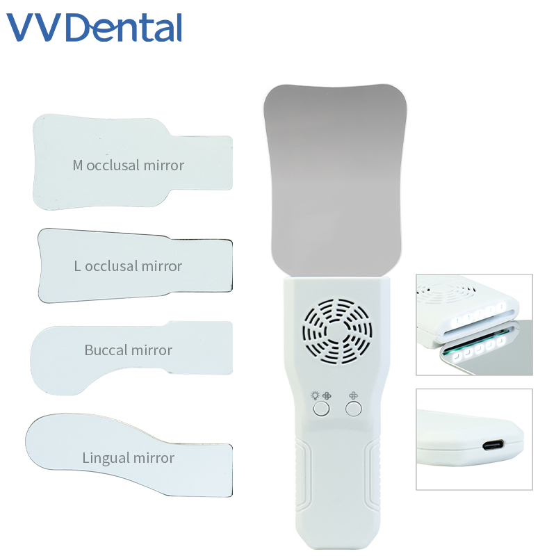 Photography Lighting Kits - ชุดกระจกกันฝ้าสำหรับทันตกรรม VVDental สำหรับการถ่ายภาพในช่องปากแบบไร้ฝ้า กระจกสแตนเลสพร้อมไฟ LED สำหรับการสะท้อนแสงทางทันตกรรมจัดฟัน