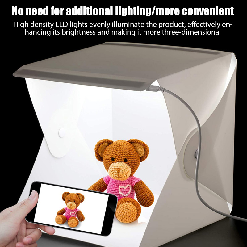 Macro Photography Lighting Kit - กล่องไฟถ่ายภาพขนาดเล็ก 23*22*24 ซม. ชุดกล่องไฟสตูดิโอถ่ายภาพ พร้อมผ้าฉากหลัง 6