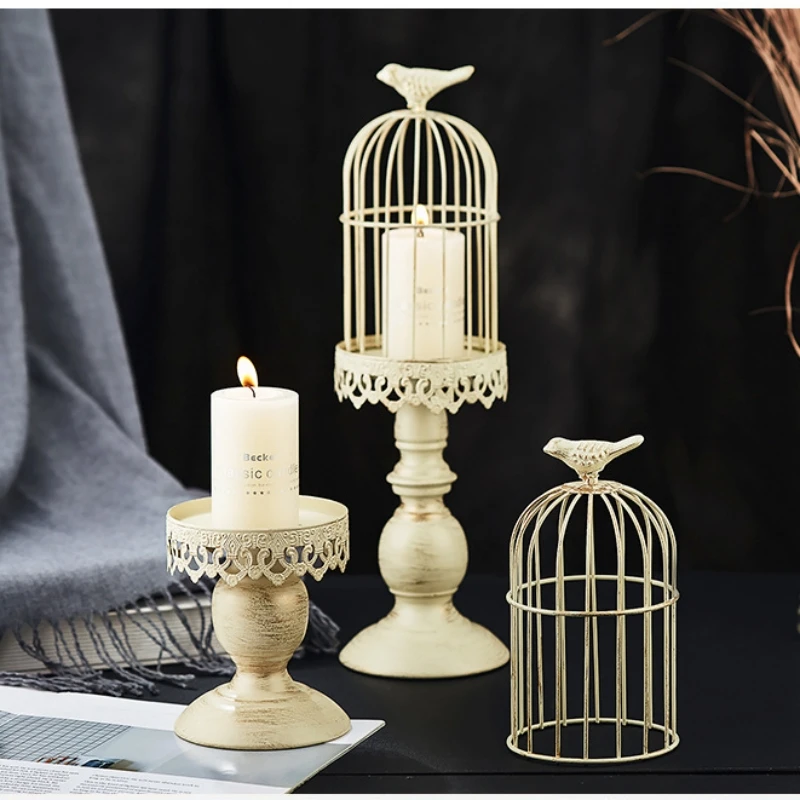 Vintage Photography Lighting - เชิงเทียนทรงกรงนกสไตล์วินเทจ แกะสลักลายดอกไม้ ของตกแต่งบ้าน ของประดับโต๊ะ งานฝีมือ ถ่ายภาพ