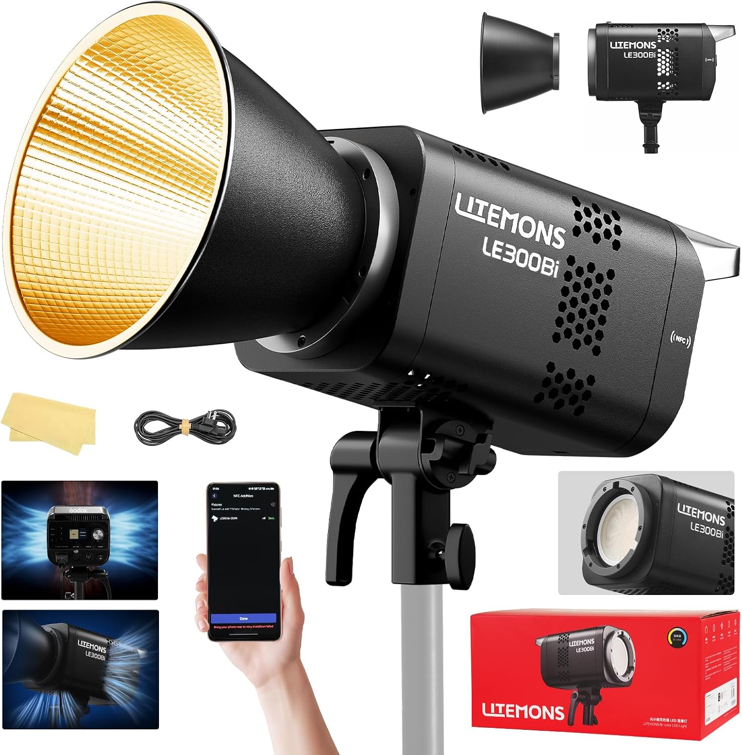 Photography Lighting Kits - ชุดไฟวิดีโอ LED RGB, ไฟสตูดิโอ 3 ชิ้นพร้อมแผงควบคุม,