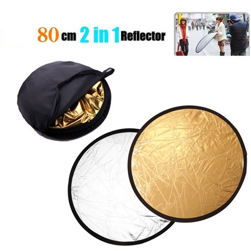 Reflector Disc Silver - แผ่นสะท้อนแสงถ่ายภาพแบบพกพา 32 นิ้ว/80 ซม. 2in1 สีทองและสีเงิน