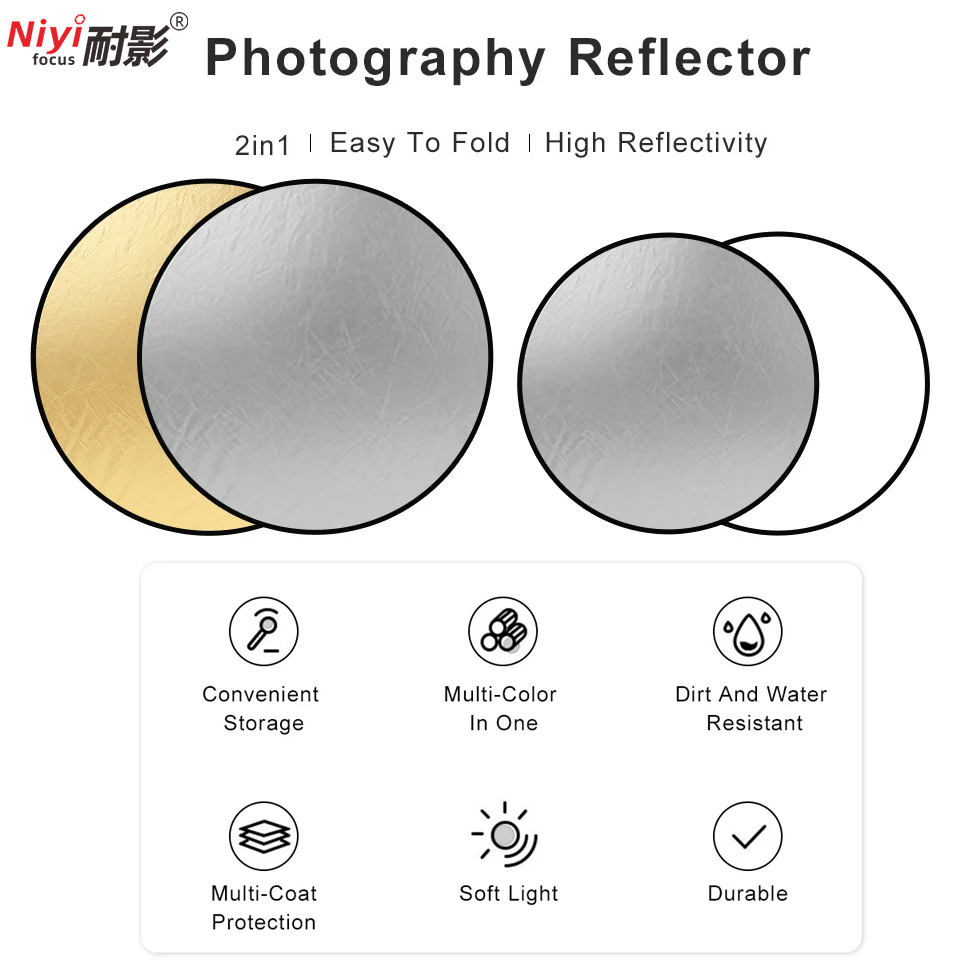 แผ่นสะท้อนแสงแบบพกพา 2in1 ขนาด - Photography Lighting Reflectors บทวิจารณ์และราคา